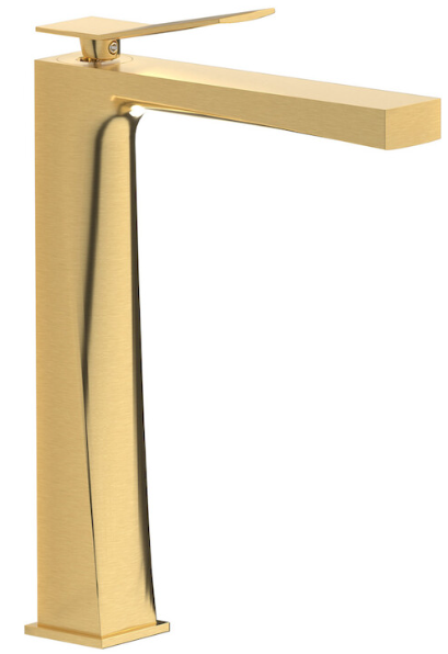 Single lever deck mounted basin mixer high neck with click clack waste