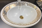 [10050 Gold Decor4] Counter top washbasin without tap hole